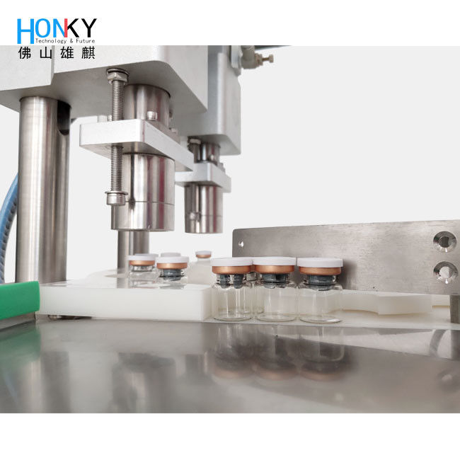 Máquina de tapa de frasco de doble cabeza de escritorio con compresión por aire para compresión de frasco de polvo seco congelado