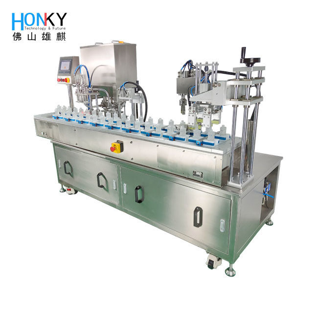 Line Type Automatic Skin Care Cream Bottle Jar Filling And Capping Machine With Servo Capping System For Cream Jar Cosmetic Packing