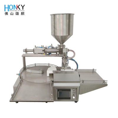 Máquina de llenado de tarro de pasta de crema de escritorio de 50g con pistón cermico y bomba de válvula rotativa para llenar crema cosmética