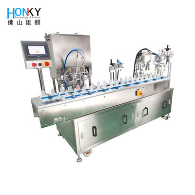 Line Type Automatic Skin Care Cream Bottle Jar Filling And Capping Machine With Servo Capping System For Cream Jar Cosmetic Packing